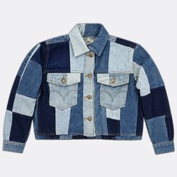CR12887 upcycled Levi's Crop Demin jackets