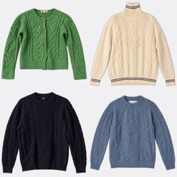 Aran Wool Cable Knit Sweaters and Cardigans