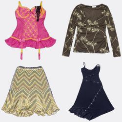 Y2K Printed and Lace Trim Camisoles skirts Dresses..
