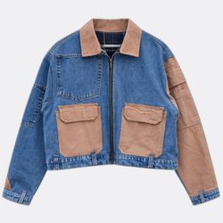 Upcycelte Denim-Utility-Jacke