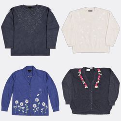 Y2K Floral Embroidered Knit Sweaters