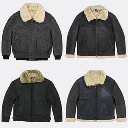 Vintage Leather Shearling Bomber Jackets