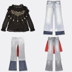Women's Washed Denim Flare Jeans