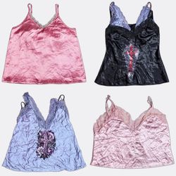 Lace Trim and Satin Camisoles