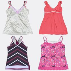 Lace Trim and Printed Camisole Tops