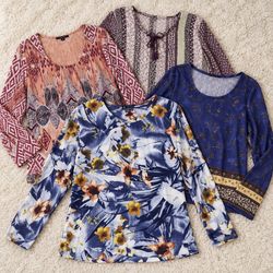 AV-244 Printed Long Sleeve Blouses