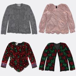 Y2k Lawrence Kazar Beaded Silk Blouses