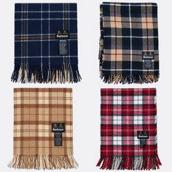 Barbour Plaid Wool Fringe Scarves