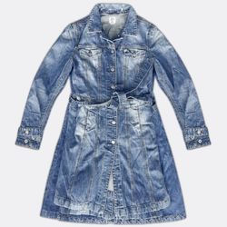 DNY Mulheres Trench Coat de Denim