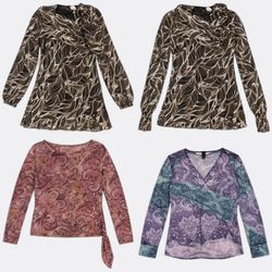 Women's Patterned Mesh Printed Blouses