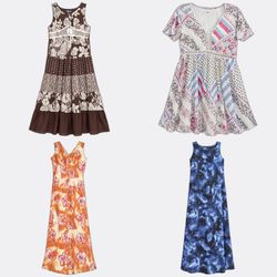 Printed Summer Sleeveless and Short Sleeve Dresses