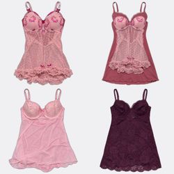 Y2k baby doll  with Lace and Ruffle Trim (GRV-10-0..