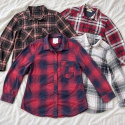 Flannel Shirts Plaid Button Down Tops