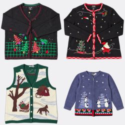 卸売ヴィンテージクリスマスセーターセット | レディースホリデーカーディガン10点ミックス（Stud..