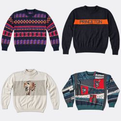 Vintage Geometric Patterned Round Neck Sweaters