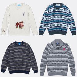 Patterned Round Neck Sweaters and Cardigan (FNC:12..