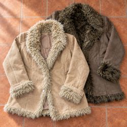 Faux Suede Faux Fur Afghan Coats 40s
