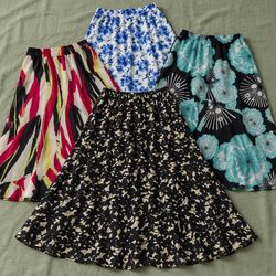 Y2K Printed Floral Pattern poly Skirts (GRF-10-022..