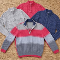 izod Quarter Zip Cable Knit Sweaters