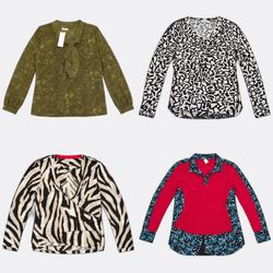 Women Printed and Lace Long Sleeve Blouses