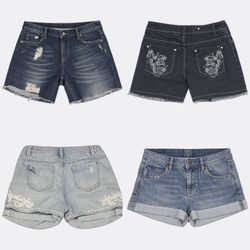 Denim Shorts with Embroidered Details