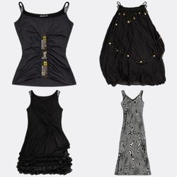 Women Black Tops Skirts and Dresses