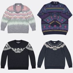 Gemusterte Vintage-Strickpullover