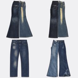 Jeans en denim brodés et évasés