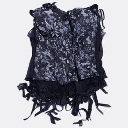 Damen Schwarze Spitzen- und Satin-Korsetts