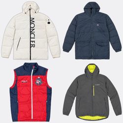 Moncler . Montbell. The North face. Tommy Hilfiger..
