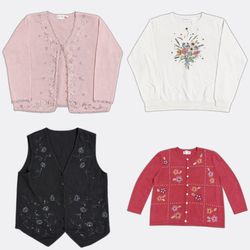 Y2K Embroidered and Beaded Knitwear Sweaters and C..