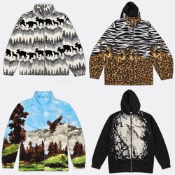 Jaquetas de fleece com estampa gráfica de vida sel..