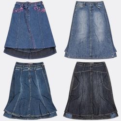Women Denim Midi Skirts