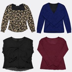 Y2K Women Printed and Solid Blouses Bundle