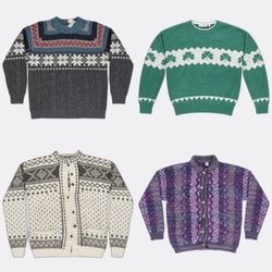 Heavy WOOL Vintage Patterned Knitwear and Sweaters..