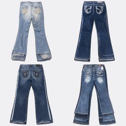 Jeans Bootcut con Tasche Decorate