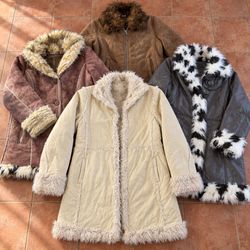 Yunjie Faux Fur Trim Afghan Coats