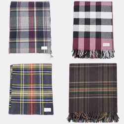 Aquascutum Plaid Fringe Muffler Scarves