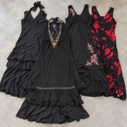 Y2K Women's Black Printed Maxi and Midi Dresses RW..