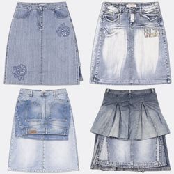 Y2k Paris Hilton Era Girl Denim Midi Skirts RE-385..