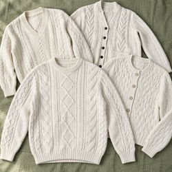 Cream White Cable Knit Sweaters and Cardigans