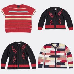 Vintage Style Patterned Knitwear Sweaters and Card..