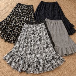 Y2K printed poly Maxi Skirts (GRF-10-039)