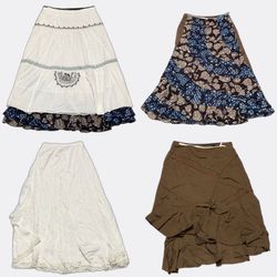 Women’s 100% Cotton Full-Length Flared Skirts – Y2..