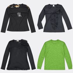 Women's Black Long Sleeve Blouses  B2F-275
