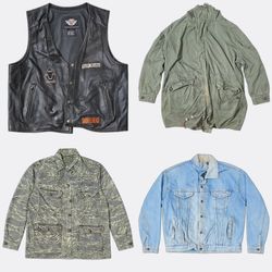 Lot de vestes militaires vintage et en cuir