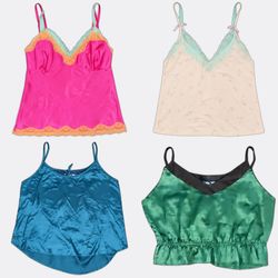 Lace Trim Satin Camisoles