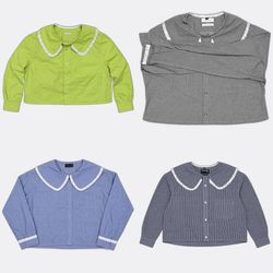 Lace Trim Peter Pan Collar Button Up Shirts