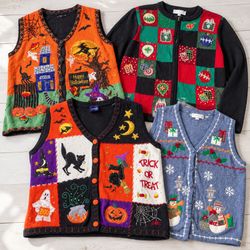 Vintage Halloween, Christmas & Cottagecore Sweater..