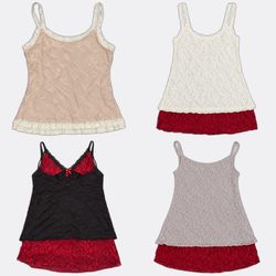 Lace Trim Camisoles and Slip Dresses